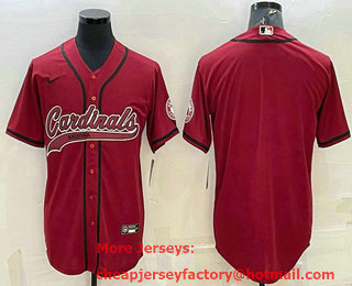 Men's Arizona Cardinals Blank Red With Patch Cool Base Stitched Baseball Jersey
