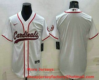 Men's Arizona Cardinals Blank White With Patch Cool Base Stitched Baseball Jersey