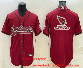Men's Arizona Cardinals Red Team Big Logo With Patch Cool Base Stitched Baseball Jersey