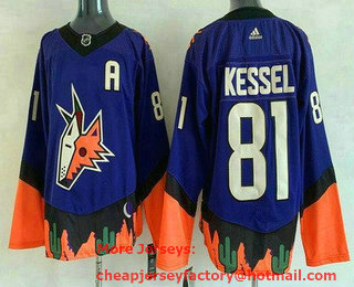 Men's Arizona Coyotes #81 Phil Kessel Purple 2021 Reverse Retro With A Patch Stitched NHL Jersey