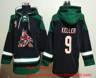 Men's Arizona Coyotes #9 Clayton Keller Black Ageless Must Have Lace Up Pullover Hoodie
