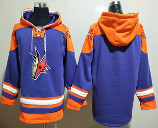 Men's Arizona Coyotes Blank Purple Ageless Must Have Lace Up Pullover Hoodie