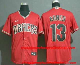 Men's Arizona Diamondback #13 Nick Ahmed Red Stitched Nike MLB Flex Base Jersey