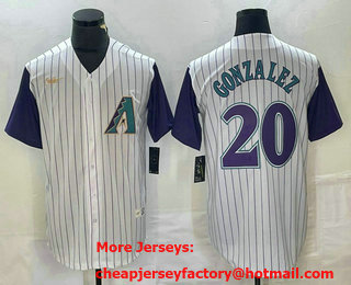 Men's Arizona Diamondback #20 Luis Gonzalez White Cooperstown Collection Throwback Stitched Nike MLB Jersey