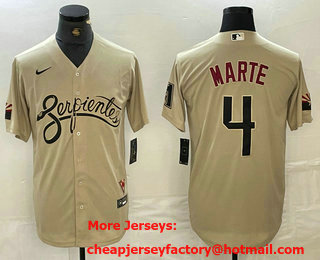 Men's Arizona Diamondback #4 Ketel Marte 2021 Gold City Connect Cool Base Stitched Jersey