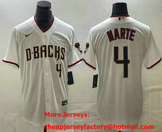 Men's Arizona Diamondback #4 Ketel Marte Number White Cool Base Stitched Baseball Jersey