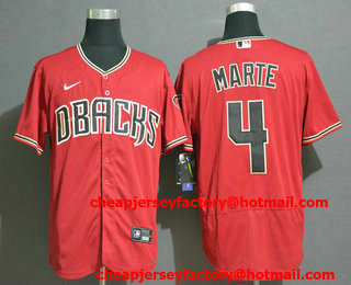 Men's Arizona Diamondback #4 Ketel Marte Red Stitched Nike MLB Flex Base Jersey