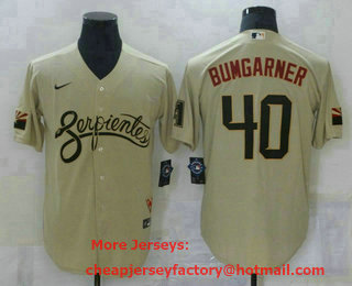 Men's Arizona Diamondback #40 Madison Bumgarner Gold 2021 City Connect Stitched MLB Cool Base Nike Jersey