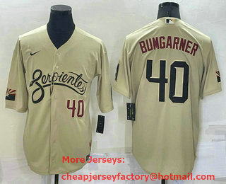 Men's Arizona Diamondback #40 Madison Bumgarner Number Gold 2021 City Connect Stitched Cool Base Nike Jersey