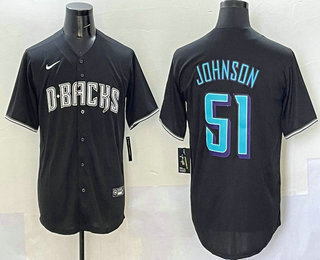 Men's Arizona Diamondbacks #51 Randy Johnson Black Purple Cool Base Jersey