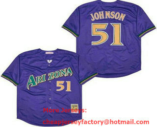 Men's Arizona Diamondbacks #51 Randy Johnson Purple Throwback Jersey
