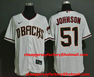 Men's Arizona Diamondbacks #51 Randy Johnson White Stitched Nike MLB Flex Base Jersey