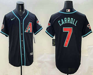 Men's Arizona Diamondbacks #7 Corbin Carroll Black 2024 Cool Base Jersey