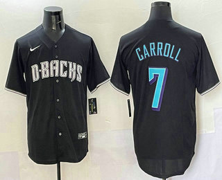 Men's Arizona Diamondbacks #7 Corbin Carroll Black Purple Cool Base Jersey
