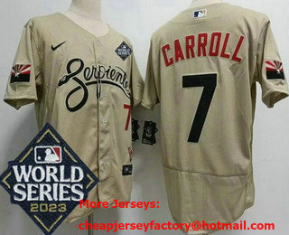 Men's Arizona Diamondbacks #7 Corbin Carroll Cream City 2023 World Series Authentic Jersey