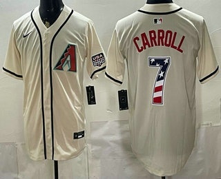 Men's Arizona Diamondbacks #7 Corbin Carroll Cream USA 250 Fourth of July Home Stadium Stitched Jersey