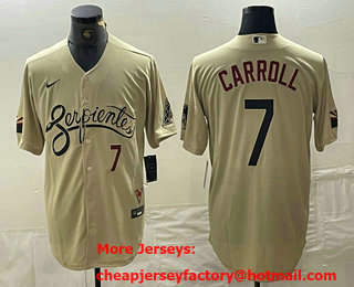 Men's Arizona Diamondbacks #7 Corbin Carroll Number 2021 Gold City Connect Cool Base Stitched Jersey 02