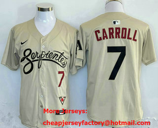 Men's Arizona Diamondbacks #7 Corbin Carroll Number 2021 Gold City Connect Limited Stitched Jersey