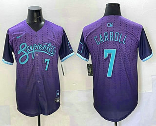 Men's Arizona Diamondbacks #7 Corbin Carroll Number Purple 2025 City Connect Limited Stitched Jersey