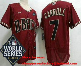 Men's Arizona Diamondbacks #7 Corbin Carroll Red 2023 World Series Authentic Jersey