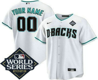 Men's Arizona Diamondbacks Customized White Alternate 2023 World Series Cool Base Jersey