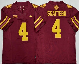Men's Arizona State Sun Devils #4 Cam Skattebo Limited Red FUSE College Football Jersey