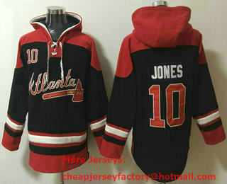 Men's Atlanta Braves #10 Chipper Jones Black Ageless Must Have Lace Up Pullover Hoodie