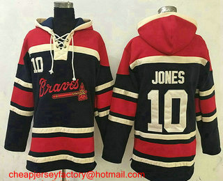 Men's Atlanta Braves #10 Chipper Jones Retired Navy Blue Stitched MLB Baseball Hoodie