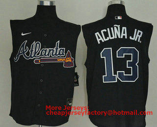 Men's Atlanta Braves #13 Ronald Acuna Jr. Navy Blue 2020 Cool and Refreshing Sleeveless Fan Stitched MLB Nike Jersey