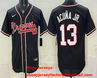 Men's Atlanta Braves #13 Ronald Acuna Jr 2026 Black Fashion Cool Base Jersey