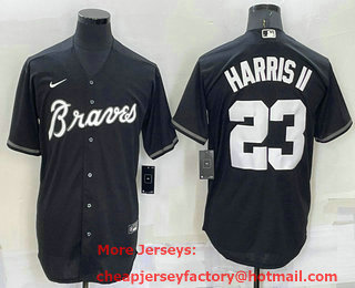 Men's Atlanta Braves #23 Michael Harris II Black Turn Back The Clock Stitched Cool Base Jersey