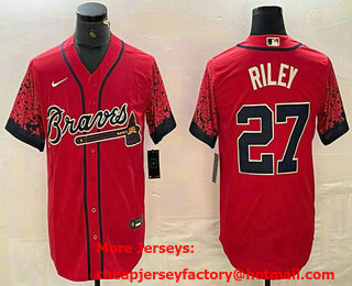 Men's Atlanta Braves #27 Austin Riley Red 2021 City Connect Stitched Cool Base Nike Jersey