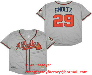 Men's Atlanta Braves #29 John Smoltz Gray 1995 Throwback Jersey