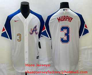 Men's Atlanta Braves #3 Dale Murphy Number White 2023 City Connect Cool Base Stitched Jersey 02