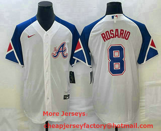Men's Atlanta Braves #8 Eddie Rosario White 2023 City Connect Cool Base Stitched Jersey 11