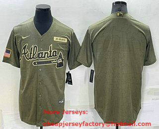 Men's Atlanta Braves Blank Camo Salute To Service Cool Base Stitched Jersey