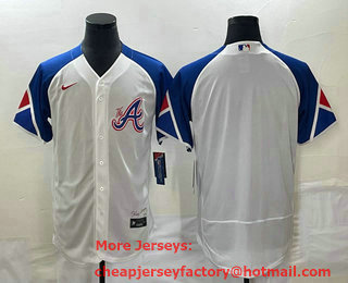 Men's Atlanta Braves Blank White 2023 City Connect Flex Base Stitched Baseball Jersey