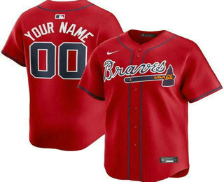 Men's Atlanta Braves Customized Red Limited Jersey