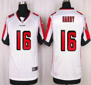 Men's Atlanta Falcons #16 Justin Hardy White Road NFL Nike Elite Jersey