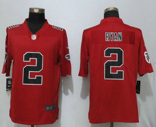 Men's Atlanta Falcons #2 Matt Ryan Red 2016 Color Rush Stitched NFL Nike Limited Jersey