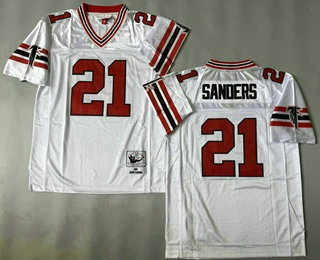 Men's Atlanta Falcons #21 Deion Sanders White 1989 Throwback Jersey