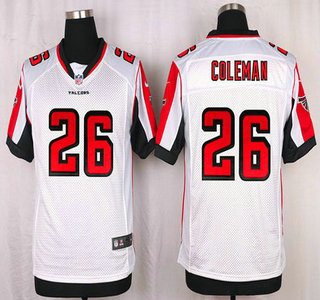 Men's Atlanta Falcons #26 Tevin Coleman White Road NFL Nike Elite Jersey