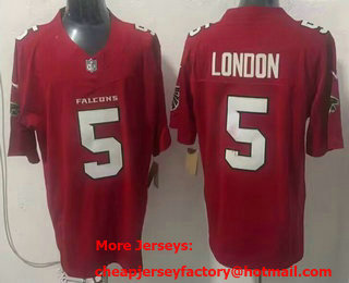 Men's Atlanta Falcons #5 Drake London Limited Red FUSE Vapor Jersey