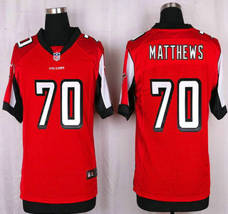 Men's Atlanta Falcons #70 Jake Matthews Red Team Color NFL Nike Elite Jersey