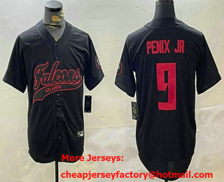 Men's Atlanta Falcons #9 Michael Penix Jr Black Cool Base Stitched Baseball Jersey