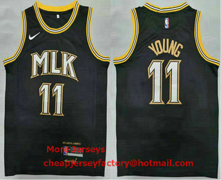 Men's Atlanta Hawks #11 Trae Young NEW Black 2021 City Edition NBA Swingman Jersey