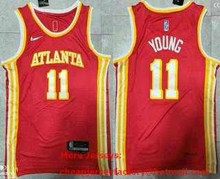 Men's Atlanta Hawks #11 Trae Young Red Diamond 75th Icon Swingman Jersey