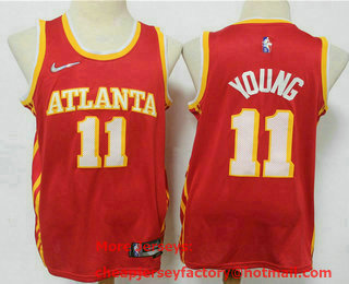 Men's Atlanta Hawks #11 Trae Young Red Nike 75th Anniversary Diamond 2021 Stitched Jersey