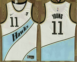 Men's Atlanta Hawks #11 Trae Young White 2024 City Icon Sponsor Swingman Jersey