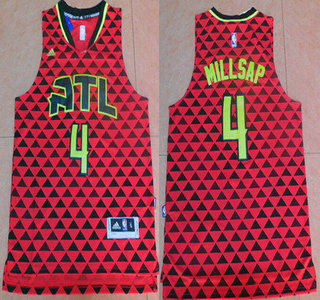 Men's Atlanta Hawks #4 Paul Millsap Revolution 30 Swingman 2015-16 New Red Jersey